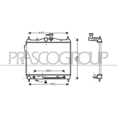 Imagem de PRASCO HN330R004 Radiador, arrefecimento do motor Alumínio 370 489 23 Aletas de refrigeração unidas mecanicamente HYUNDAI: Getz