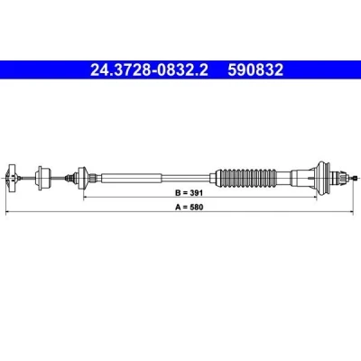 Imagem de ATE 24.3728 0832.2 Cabo de Embreagem com afinação automática PEUGEOT: 206 Hatchback endado, norauto, oscaro, mister auto