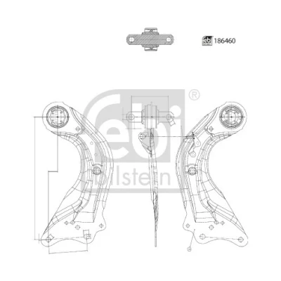 Imagem de FEBI BILSTEIN 186460 Braço de suspensão com chumaceira Eixo traseiro direito transversal Chapa aço