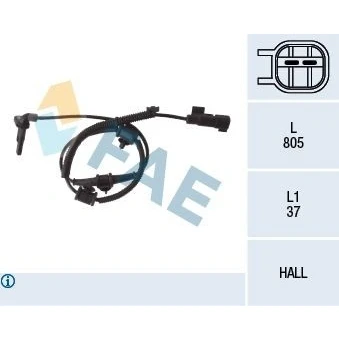 Imagem de FAE 78110 Sensor de ABS Eixo dianteiro activo 2 805 OPEL: Insignia A Sports Tourer, Sedan