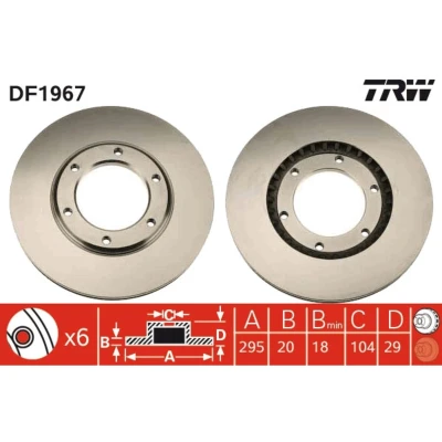 Imagem de TRW DF1967 Disco de travão 295 20 6 137 ventilado pintado NISSAN: Patrol GR 4 SUV, Hardtop, 3/2 SUV