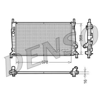 Imagem de DENSO DRM10075 Radiador, arrefecimento do motor Alumínio 670 368 16 VOLVO: S40 I, V40 Carrinha, C30, FORD: Focus 2 Kombi, Limousine, MAZDA: 5