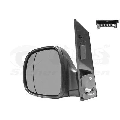 Imagem de Espelho retrovisor Van Wezel 3080807 esquerda preto rugoso completo, não esférico, para regulação eléctrica dos espelhos, aquecível