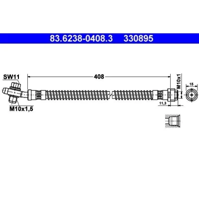 Imagem de ATE 83.6238 0408.3 Mangueira de Travão 408mm M10x1mm VOLKSWAGEN: Touareg I