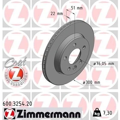 Imagem de ZIMMERMANN COAT Z 600.3254.20 Disco de travão 300 22 6/5 5 120 ventilado fora revestido alto carbono VOLKSWAGEN: Crafter Van, Amarok Pick up