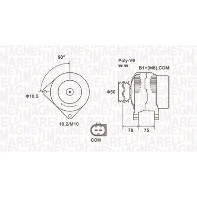 Imagem de MAGNETI MARELLI 063731825010 Alternador 14V 150A BMW: 5 Touring, Sedan, 3 Coupe