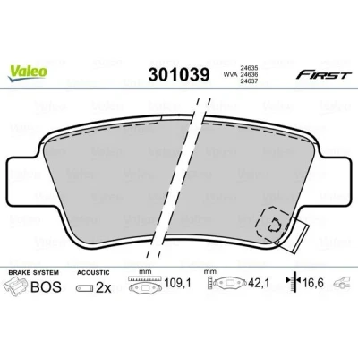 Imagem de VALEO 301039 Jogo de pastilhas para travão disco FIRST Eixo traseiro incl. contacto aviso desgaste sem chapa anti ruído BMW: 3 Sedan