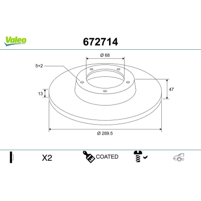 Imagem de VALEO Disco de travão RENAULT: Megane 4, Kadjar, NISSAN: Qashqai 2 Eixo traseiro 290mm 13mm 5furos cheio revestido 672714 432064CE0B