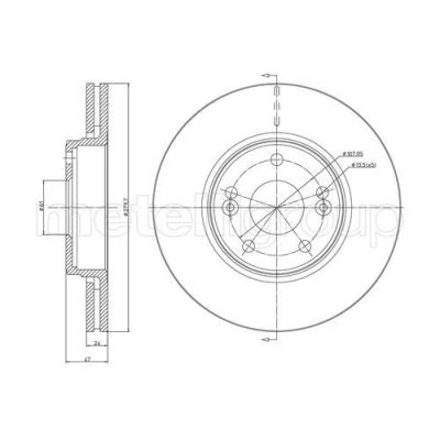 Imagem de METELLI Disco de travão RENAULT: LAGUNA 2 Grandtour, 280,0mm 24,0mm 5 61,0mm ventilado pintado 23 0676C 7701206613,8200007121
