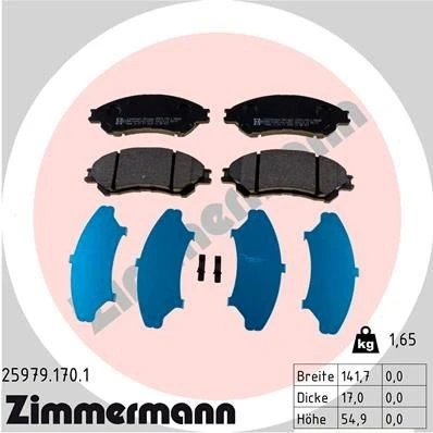 Imagem de ZIMMERMANN 25979.170.1 Jogo de pastilhas para travão disco com avisador sonoro desgaste A imagem corresponde ao volume fornecimento