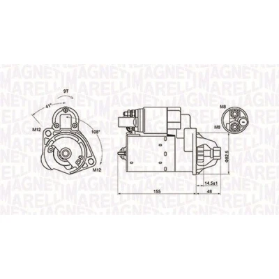 Imagem de MAGNETI MARELLI 063721394010 Motor de arranque 12 1,1 9 AUDI: A4 B5 Sedan, B6 Avant, SKODA: Superb I Sedan