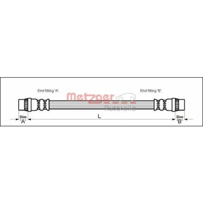 Imagem de METZGER 4111164 Mangueira de Travão 183 F10 x 1 RENAULT: ESPACE 3, TWINGO 1, PEUGEOT: 405 I Sedan, 605 Sedan