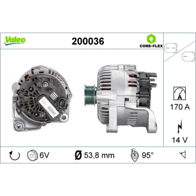 Imagem de VALEO 200036 Alternador 14V 170A BMW: 5 Sedan, Touring