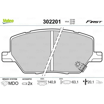 Imagem de VALEO 302201 Jogo de pastilhas para travão disco FIRST Eixo dianteiro incl. contacto aviso desgaste com chapa anti ruído