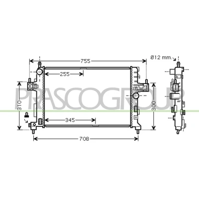 Imagem de PRASCO OP032R002 Radiador, arrefecimento do motor Alumínio 600 341 23 Aletas de refrigeração unidas mecanicamente OPEL: Corsa C Hatchback, С Van