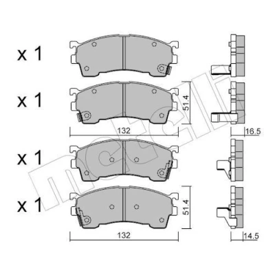 Imagem de METELLI 22 0223 0 Jogo de pastilhas para travão disco com avisador sonoro desgaste MAZDA: MX 6, FORD USA: PROBE 2