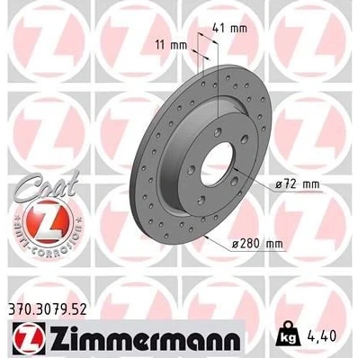 Imagem de ZIMMERMANN 370.3079.52 Disco de travão 280 11 5/5 5 114 cheio, perfurado revestido MAZDA: 3 Hatchback, 5, Sedan