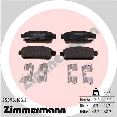 Imagem de ZIMMERMANN 25096.165.2 Jogo de pastilhas para travão disco com avisador sonoro desgaste A imagem corresponde ao volume fornecimento, mola