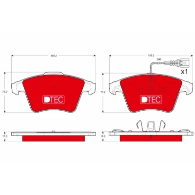 Imagem de TRW DTEC COTEC GDB1556DTE Jogo de pastilhas para travão disco incl. contacto aviso desgaste VOLKSWAGEN: Transporter 5, 5 Bus