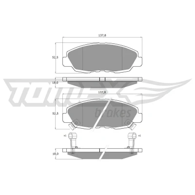 Imagem de TOMEX brakes TX 10 98 Jogo de pastilhas para travão disco Eixo dianteiro com avisador sonoro desgaste HONDA: CIVIC 8 Hatchback
