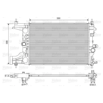 Imagem de VALEO 701594 Radiador, arrefecimento do motor Alumínio 398mm 580mm 16mm com regulador líquido de refrigeração Aletas soldadas