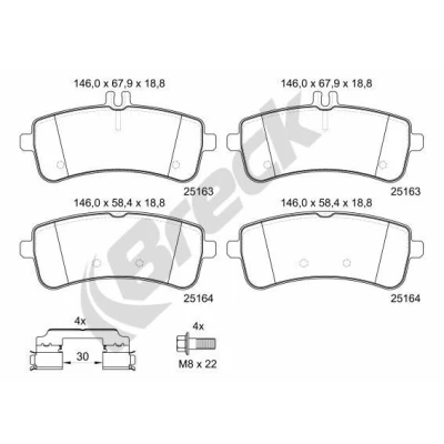 Imagem de BRECK 25163 00 553 Jogo de pastilhas para travão disco MERCEDES BENZ: Classe S Sedan, Coupe
