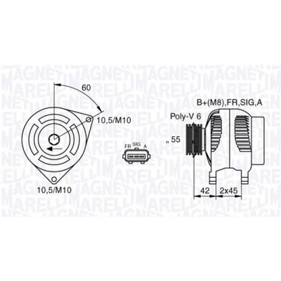 Imagem de MAGNETI MARELLI 063377416010 Alternador 12V 150A FORD: Focus 2 Kombi, C Max, 2, VOLVO: S40 II, V50, MAZDA: 3 Sedan, Hatchback