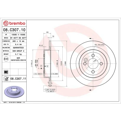 Imagem de BREMBO 08.9461.10 Disco de travão 278 10 4 cheio NISSAN: Primera Sedan, Hatchback, Carrinha