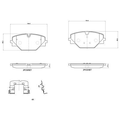 Imagem de BREMBO P 44 032 Jogo de pastilhas para travão disco excl. contacto aviso desgaste com grampo do êmbolo acessórios