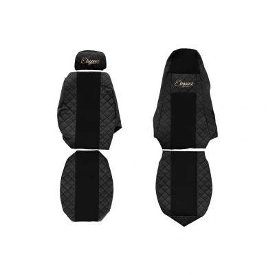 Imagem de F CORE Elegance Q FX03 BLACK Capa para banco de automóvel preto Têxtil, Couro artificial SCANIA: P,G,R,T series