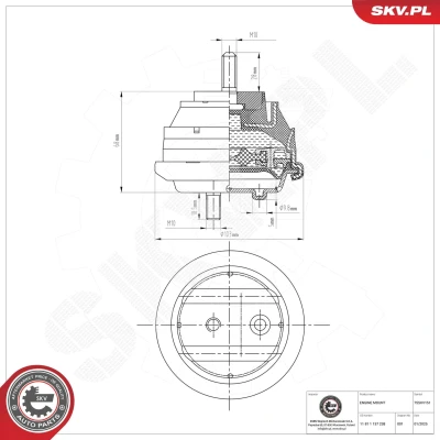 Imagem de ESEN SKV 75SKV151 Suporte, motor de ambos os lados Apoio hidráulico Borracha 114mm BMW: 3 Compact, Sedan, Coupe