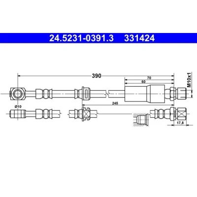 Imagem de ATE 24.5231 0391.3 Mangueira de Travão 390mm M10x1mm