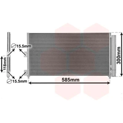 Imagem de VAN WEZEL 17005289 Condensador com secador Alumínio 565 FIAT: Punto II Hatchback, Doblo I Cargo, LANCIA: Ypsilon
