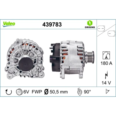 Imagem de VALEO 439783 Alternador 14V 180A VOLKSWAGEN: Passat B8 Alltrack, Sedan, Crafter 30 50 Van, SKODA: Octavia 3 Combi