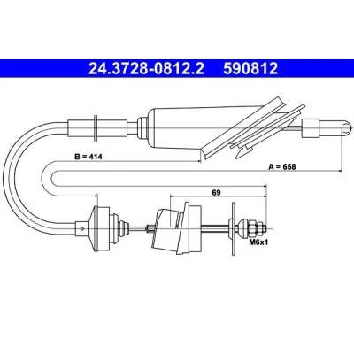 Imagem de ATE 24.3728 0812.2 Cabo de Embreagem PEUGEOT: 106 I Hatchback