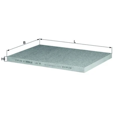 Imagem de MAHLE ORIGINAL LAK 36 Filtro, ar do habitáculo Filtro de carvão ativado 290,5mm 226mm 17,0mm OPEL: Omega B Sedan, Caravan