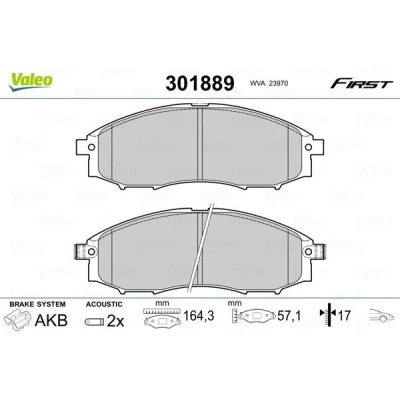 Imagem de VALEO 301889 Jogo de pastilhas para travão disco FIRST Eixo dianteiro incl. contacto aviso desgaste sem chapa anti ruído NISSAN: Pick Up