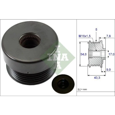 Imagem de INA 535 0172 10 Polia Roda Livre do Alternador Ferramenta especial necessária para A montagem OPEL: Corsa C Hatchback, Astra G Caravan, Zafira