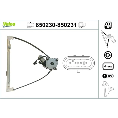 Imagem de Valeo Elevador de vidro à frente, lado esquerdo elétrico com motor função conforto 850230 LANCIA: Lybra Carrinha, Sedan