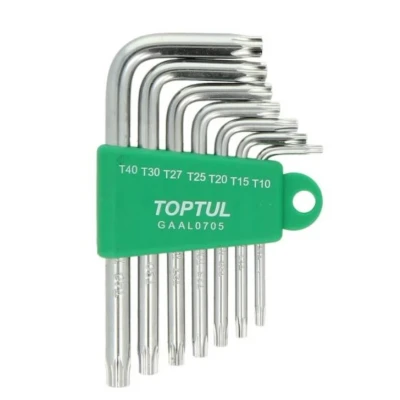 Imagem de TOPTUL GAAL0705 Kit de chaves parafusos angulares T10, T15, T20, T25, T27, T30, T40 aço cromo vanádio 7