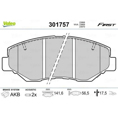 Imagem de VALEO 301757 Jogo de pastilhas para travão disco FIRST Eixo dianteiro incl. contacto aviso desgaste sem chapa anti ruído HONDA: CIVIC 10
