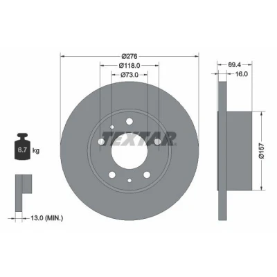 Imagem de TEXTAR 93104700 Disco de travão 276 16 05/07 118 cheio sem pernos fixação da roda, cubo roda IVECO: DAILY 3, 3 Kasten/Kombi